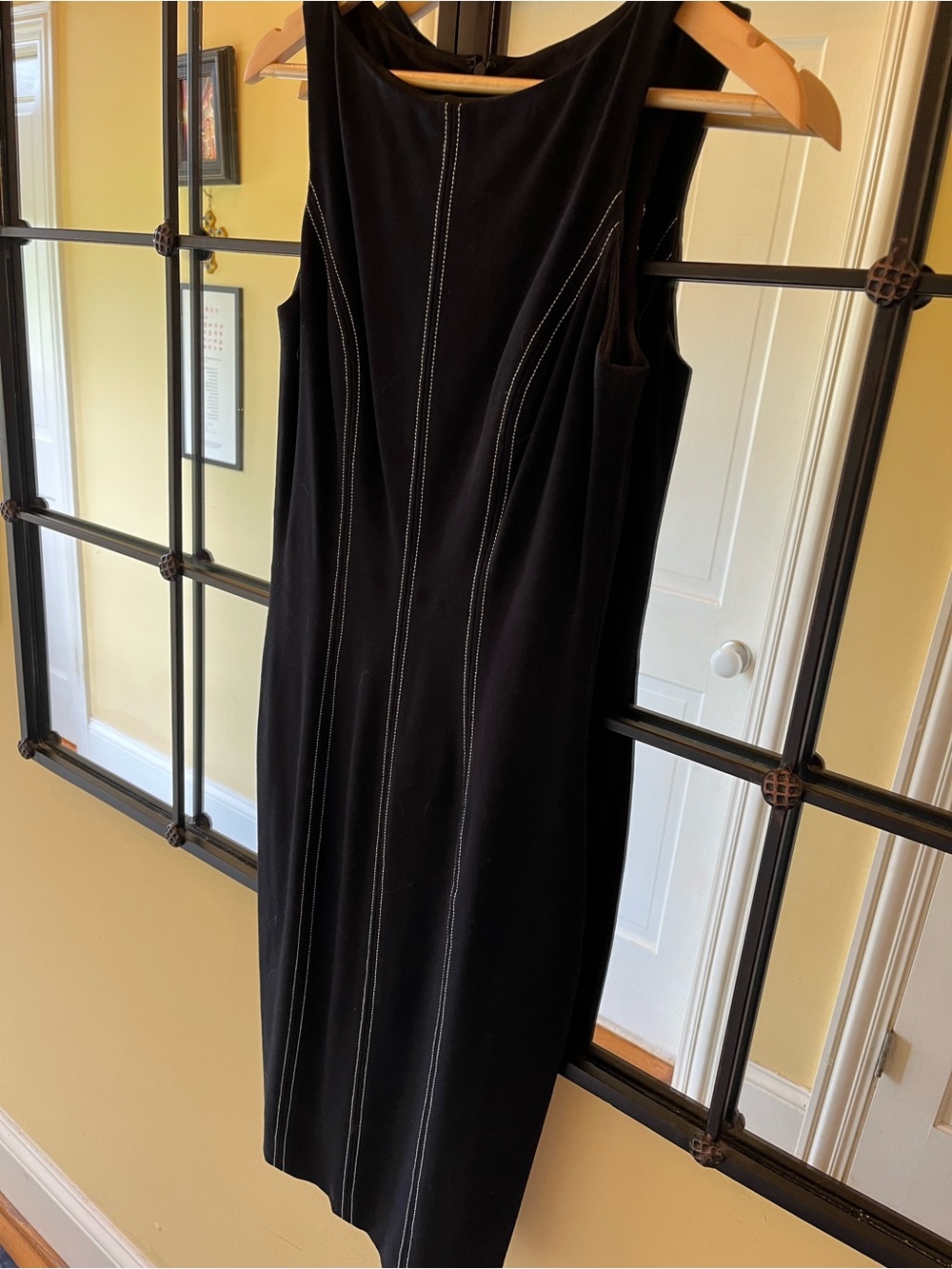 Dalia Collection Black Sleeveless Midi Dress with White Contrast Stitching